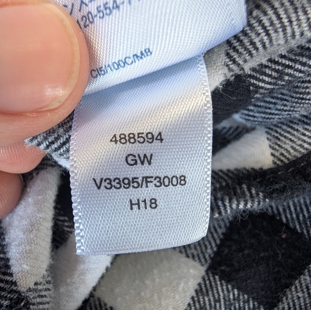 Land's End Women's Black White Plaid Button Up Flannel Shirt Size 14 Y2K - Picture 6 of 7